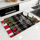 Axyaa Christmas Fir Desk Drain Pad: Non-slip Kitchen Counter Mat for Drying Dishware