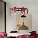 Axyaa Red U-Shaped Chandelier - Modern Nordic Living Room Lighting