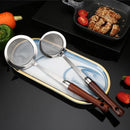Axyaa Stainless Steel Colander with Wooden Handle Kitchen Skimmer Juice Filter