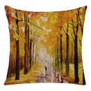 Axyaa Retro Landscape Oil Painting Linen Pillowcase 45*45cm for Living Room Sofa
