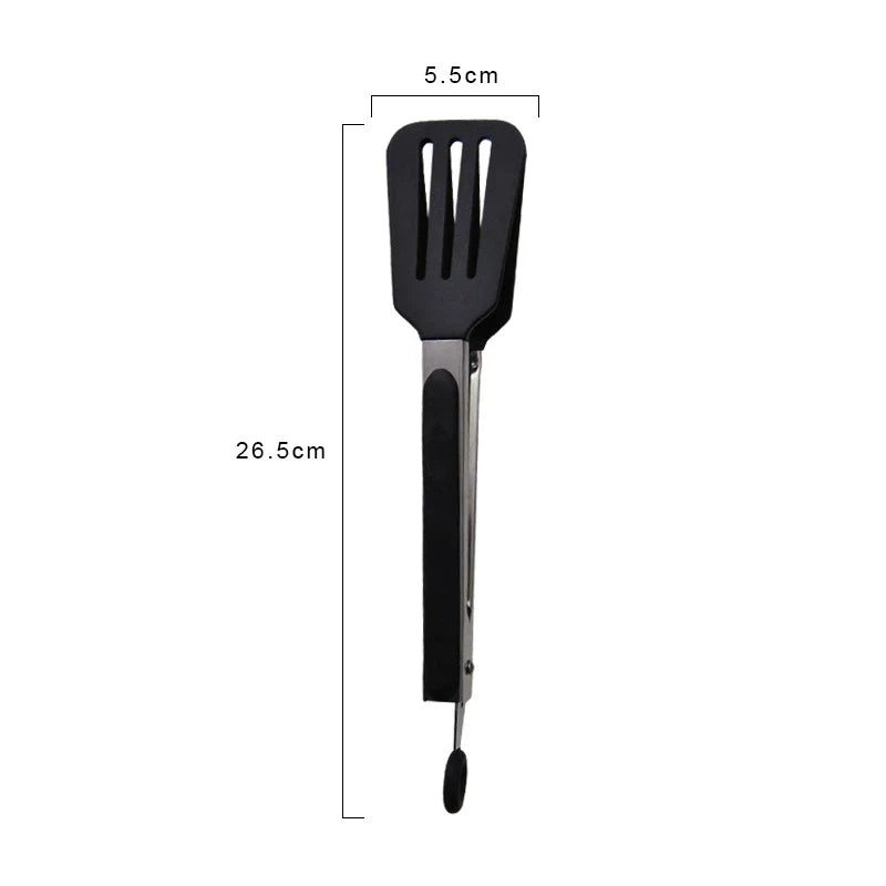 Axyaa Silicone Food Tongs Stainless Steel Grill Clamp Kitchen Utensils