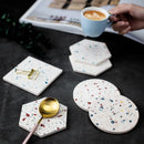 Axyaa Terrazzo Coasters Set - Modern Ceramic Stone Drink Mats for Coffee Table