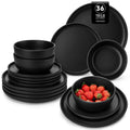Axyaa Stoneware Black Reactive Glaze Dinnerware Set, Microwave Safe Plates & Bowls