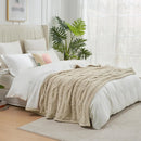Axyaa Cable Knit Chenille Sherpa Throw Blanket for Sofa Couch Twin Comfort
