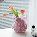 Axyaa Pink Glass Vase Bud Shape Table Decoration Floral Arrangement Aesthetic Décor