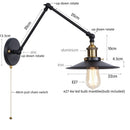 Axyaa Rustic Vintage LED Wall Lamps Pull Chain Switch for Stair Light Fixtures