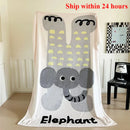 Axyaa Cartoon Animal Printed Flannel Blanket, Large Size for Office Nap or Casual Use