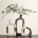 Axyaa Geometric Stripes Ceramic Flower Vase for Stylish Home Decor