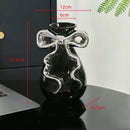 Axyaa Ribbon Bow Ceramic Vase: Charming Floral Arrangement Accessory for Home Decoration