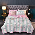 Axyaa Leaf Print Washed Cotton Quilt Air-conditioning Comforter Blanket Bedspread