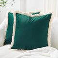 Axyaa Velvet Decorative Pillow Cover with Tassels - Orange/Ivory/Green - 18x18/20x20/24x24