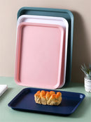 Axyaa Rectangular Nordic Plastic Tray for Tea Fruit Dessert Serving - Kitchen Dining Organizer