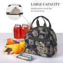 Axyaa Skull Rose Insulated Lunch Bag with Adjustable Strap