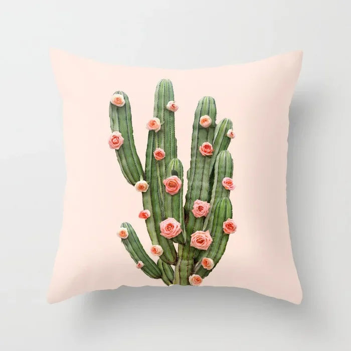 Tropical Cactus Summer Plants Pattern Cushion Cover for Axyaa Home Decor