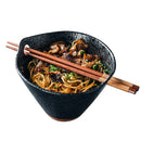 Axyaa Retro Ceramic Noodle Bowl with Binaural Chopsticks Insert