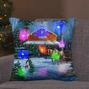 Axyaa LED Retro Santa Christmas Lights Pillowcase Home Decor 45x45