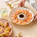 Axya Ceramic Round Snack Plate Set with Dip Dish - Phnom Penh Porcelain Tableware