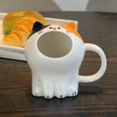 Axyaa Big Mouth Cat Ceramic Mug with Gift Box and Straw