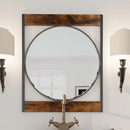 Axyaa Round Wood Metal Frame Mirror for Entryway Hallway Bedroom