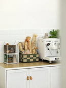 Axya European Style Leather Color Blocking Woven Storage Basket with Handles