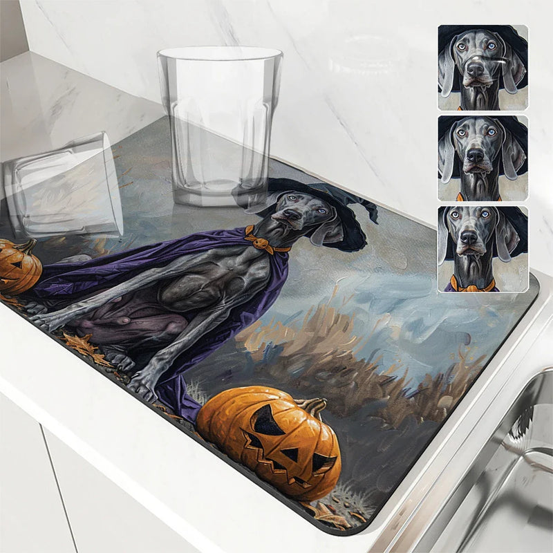 Axyaa Halloween Pumpkin Drain Pad Kitchen Drying Mat