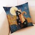 Axyaa Cat Print Linen Pillowcase 45x45cm Home Decor Cushion Cover
