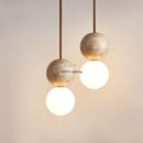 Axyaa Yellow Travertine Bedside Chandelier: Retro Japanese Minimalist Pendant Lights