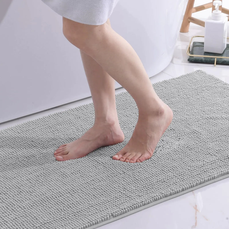 Axyaa Chenille Bathroom Mats - Ultra Soft, Non-slip, Plush Microfiber Rugs