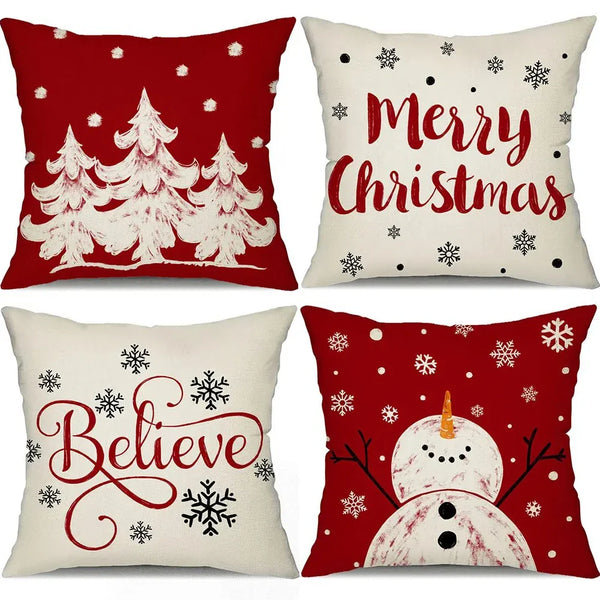 Axyaa Christmas Holiday Decoration Pillowcase Snowman Tree Design Suite Home Gift
