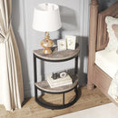 Axyaa Semi Circle End Table with Storage, Small Half Round Side Table for Sofa