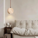 Axyaa Wabi Sabi Wood Pendant Light Yellow Travertine Table Minimalist LED Lamp