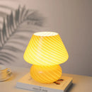 Large Glass Mushroom Lamp with Tricolored LED Bulb - Axyaa Nightstand Light