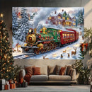 Christmas Train Tapestry Background Cloth for Parties & Photography by Axyaa Home & Outdoor