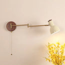 Axyaa Modern Wood Swing Arm LED Wall Lights with Pull Chain Switch