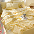 Axyaa Solid Color Summer Cool Quilt Set - Soybean Fiber Seersucker Air Conditioner Quilt