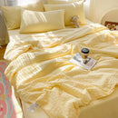 Axyaa Solid Color Summer Cool Quilt Set - Soybean Fiber Seersucker Air Conditioner Quilt