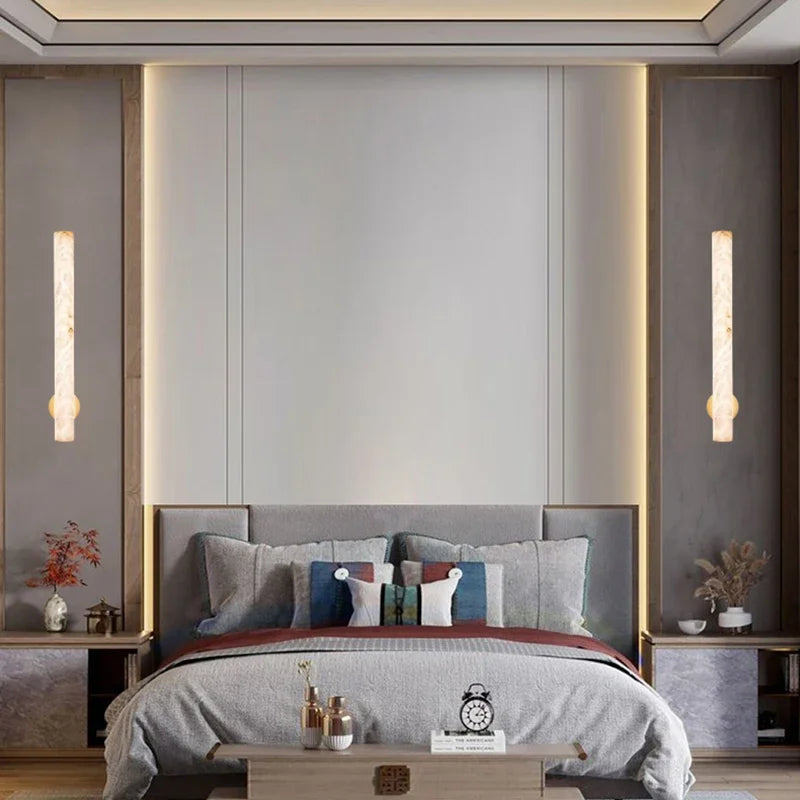 Axyaa LED Marble Copper Wall Lamp for Bedroom & Dining Room