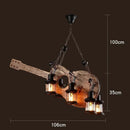 Axyaa Industrial Glass & Wood Chandelier - Retro Style for Restaurants, Bars & Coffee Shops