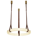 Axyaa Classic Marble Ring Chandelier LED Pendant Light Fixture Brown Leather Belt Lamp