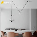 Axyaa Gold LED UFO Pendant Light - Adjustable Height Minimalist Lighting for Home Dining Room