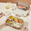 Axyaa Stainless Steel Divided Lunch Box Set with Cutlery
