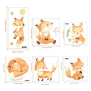 Axyaa Fox Friend Clouds Wall Decal Watercolor Vinyl Nursery Print Kids Room Decor