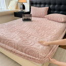 Axyaa Velvet Fleece Fitted Sheet Mattress Cover for Double King Queen Size