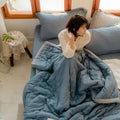 Axyaa Summer Quilt: Solid Color Washed Cotton Single Bed Thin Quilt