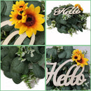 Eucalyptus Wreath with Hello Sign by Axyaa - Seasonal Front Door Decor