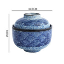 Axyaa Ceramic Soup & Dessert Bowl with Lid - Creative Pattern, Thick & Durable