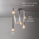 Axyaa Modern Brown Waistband Pendant Light with Artificial Marble Lampshade