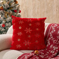 Axyaa Snowflake Sequined Embroidered Christmas Pillowcase in Red White