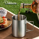 Axyaa Stainless Steel Portable Beer Mug with Lid & Foldable Handle