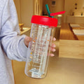Axyaa Glass Water Bottle with Tea Infuser Filter Straw, Kawaii Design, 750ml